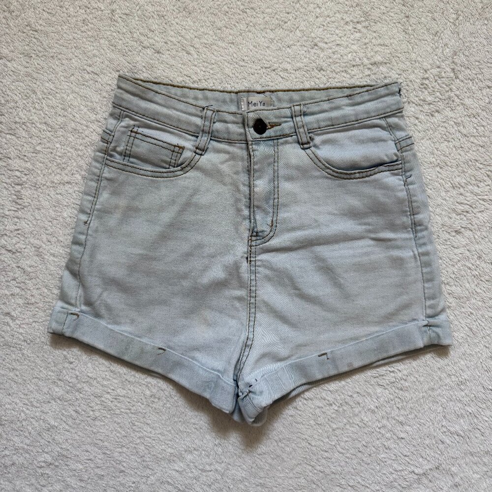YesStyle Light Blue Denim Shorts